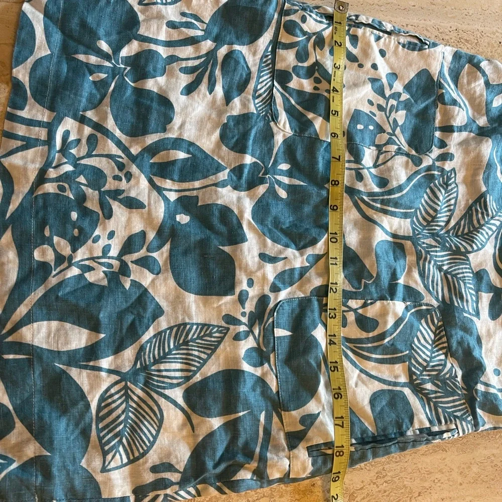 BODEN Women's 100% Linen A-line dress with pockets Blue white Size 4 Vee Neck - Picture 11 of 14